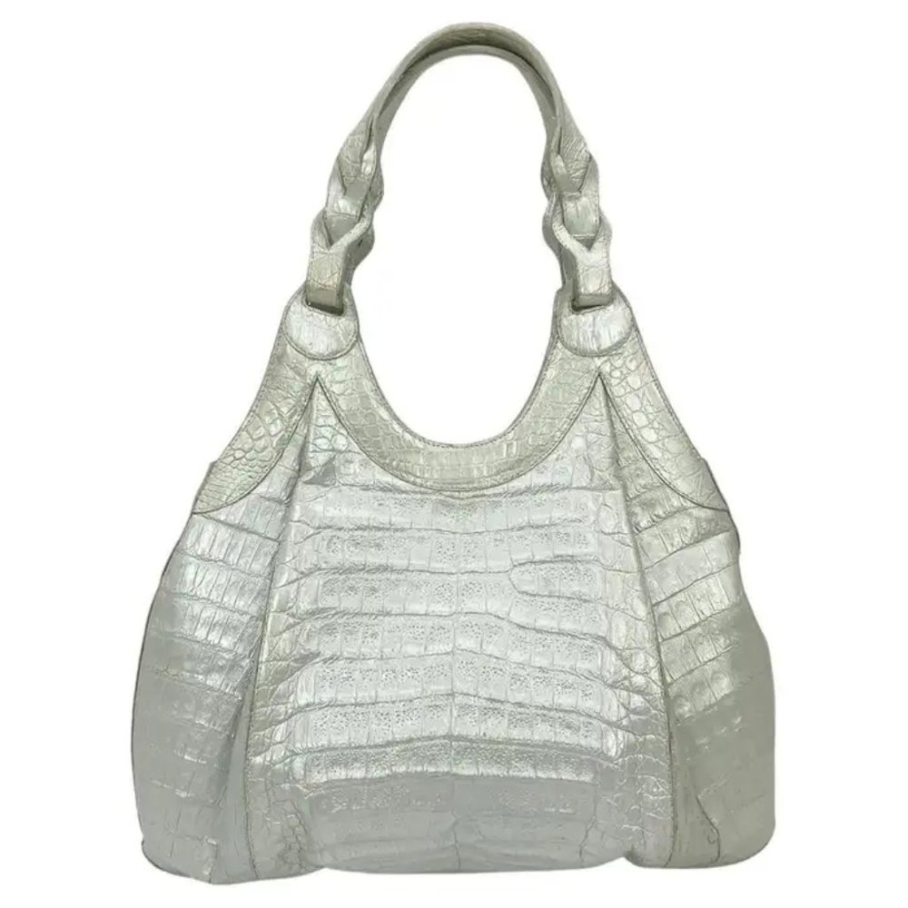 Nancy Gonzalez Pearl White Crocodile Shoulder Bag